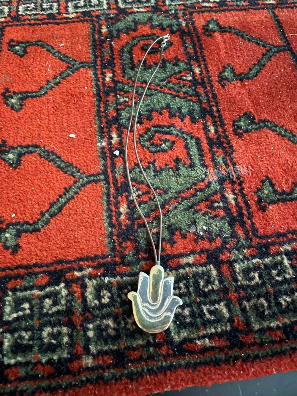 Sterling Silver Dove Hamsa Brooch Pendant.